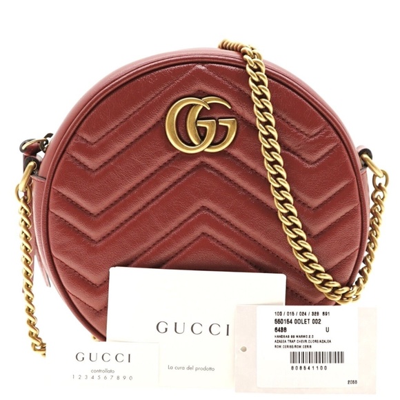 Gucci Marmont Chevron Crossbody Round Chain Shoulder Bag New - Picture 4 of 8